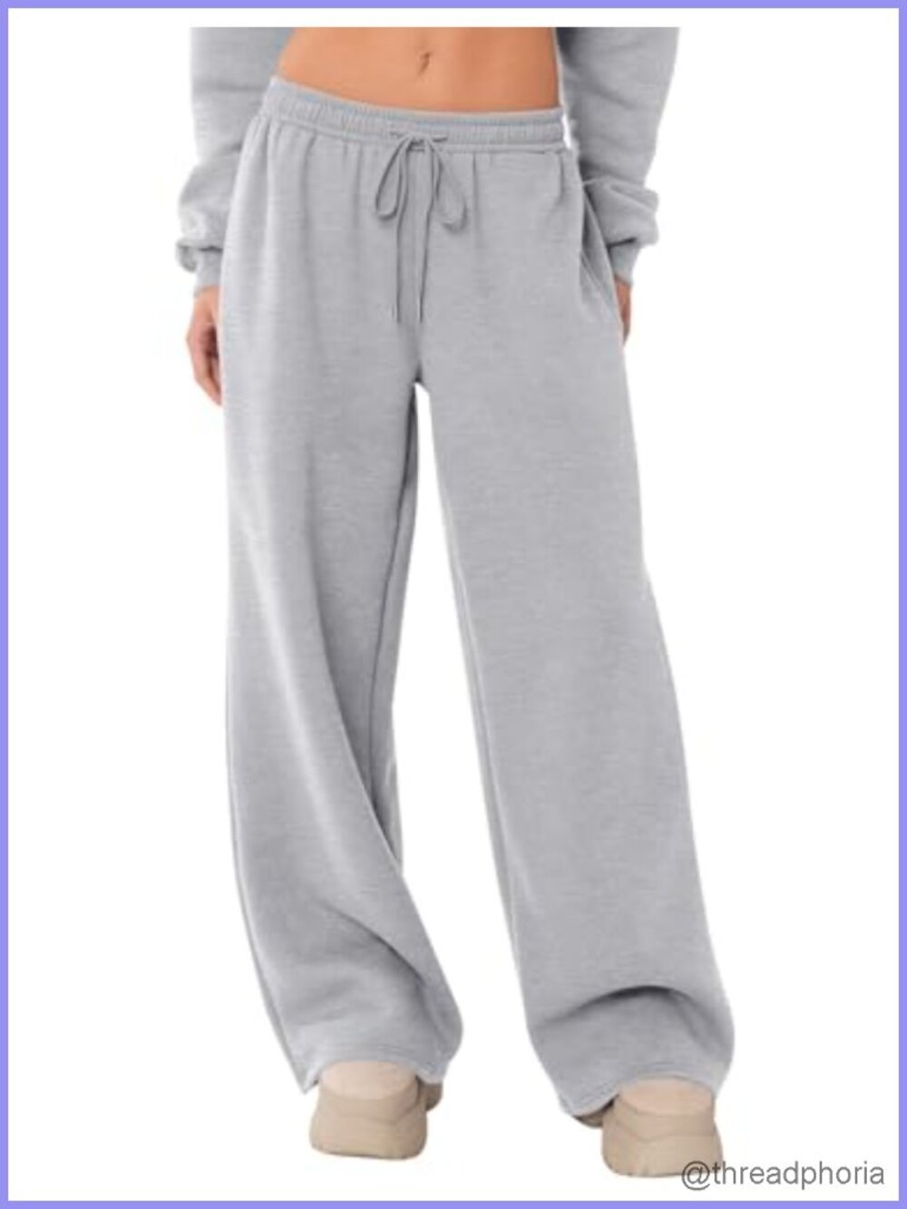 Fleece Lined Wide Leg Sweatpants with Pockets